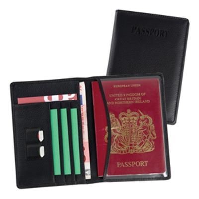 Branded Promotional MELBOURNE NAPPA LEATHER PASSPORT WALLET in Black Passport Holder Wallet From Concept Incentives.