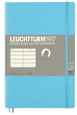 Branded Promotional LEUCHTTURM1917 SOFTCOVER PAPERBACK B6+ NOTE BOOK in Light Blue Jotter From Concept Incentives.