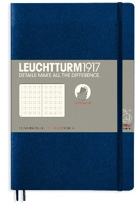 Branded Promotional LEUCHTTURM1917 SOFTCOVER PAPERBACK B6+ NOTE BOOK in Navy Blue Jotter From Concept Incentives.