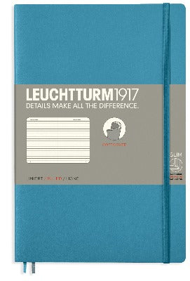 Branded Promotional LEUCHTTURM1917 SOFTCOVER PAPERBACK B6+ NOTE BOOK in Azure Blue Jotter From Concept Incentives.