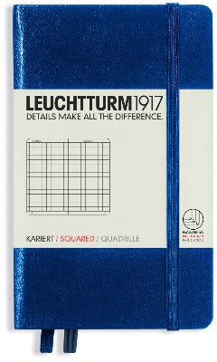 Branded Promotional LEUCHTTURM 1917 HARDCOVER POCKET A6 NOTE BOOK in Navy Blue Jotter From Concept Incentives.