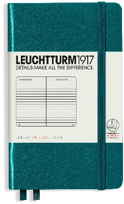 Branded Promotional LEUCHTTURM 1917 SOFTCOVER POCKET A6 NOTE BOOK in Pacific Green Notebook from Concept Incentives