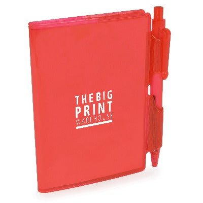 Branded Promotional A7 PVC NOTEBOOK AND PEN in Red Jotter From Concept Incentives.