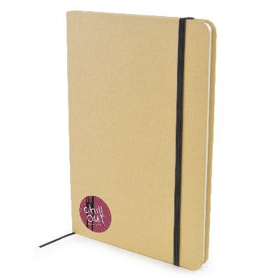 Branded Promotional A5 NATURAL RECYCLED NOTE BOOK in Black from Concept Incentives