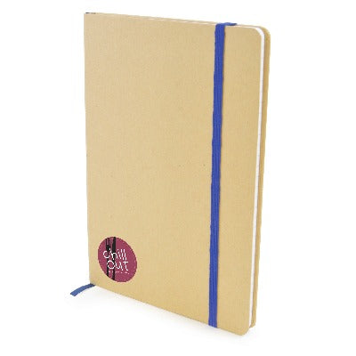Branded Promotional A5 NATURAL RECYCLED NOTE BOOK in Blue from Concept Incentives