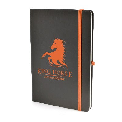 Branded Promotional A5 BOWLAND NOTEBOOK in Orange from Concept Incentives