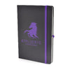 Branded Promotional A5 BOWLAND NOTEBOOK in Purple from Concept Incentives
