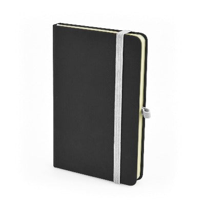 Branded Promotional A6 BOWLAND NOTEBOOK in Black and White from Concept Incentives