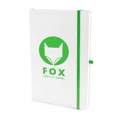 Branded Promotional A5 WHITE PU NOTEBOOK in Green from Concept Incentives