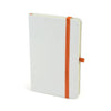 Group Shot of Branded Promotional A6 WHITE NOTEBOOK in Orange from Concept Incentives