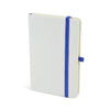 Group Shot of Branded Promotional A6 WHITE NOTEBOOK in Blue from Concept Incentives