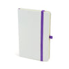 Group Shot of Branded Promotional A6 WHITE NOTEBOOK in Purple from Concept Incentives