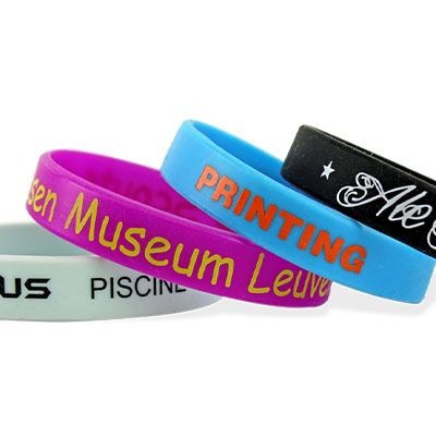 Branded Promotional CUSTOM SILICON WRISTBAND 1-COLOUR PRINTED Large Wrist Band From Concept Incentives.