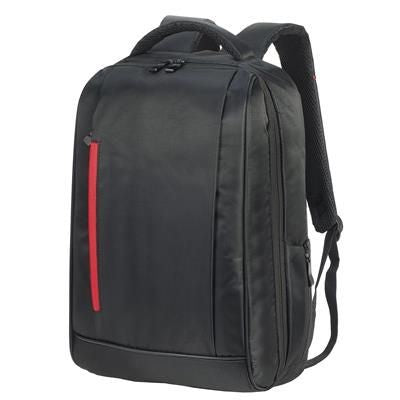 Branded Promotional KIEL URBAN LAPTOP BACKPACK RUCKSACK in Black & Red Bag From Concept Incentives.