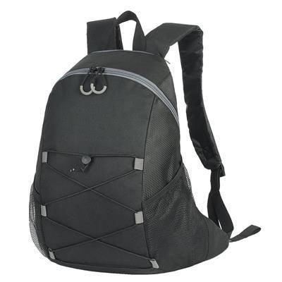 Branded Promotional CHESTER BACKPACK RUCKSACK in Black Bag From Concept Incentives.
