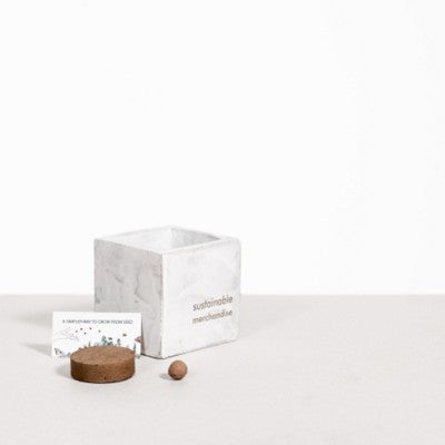 Branded Promotional SMALL CONCRETE POT - GROW KIT - CHRISTMAS TREE - MARBLE Seeds From Concept Incentives.