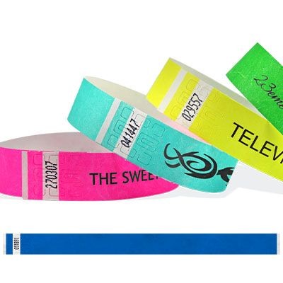 Branded Promotional BLACK PRINT TYVEK WRISTBAND 19MM Wrist Band From Concept Incentives.