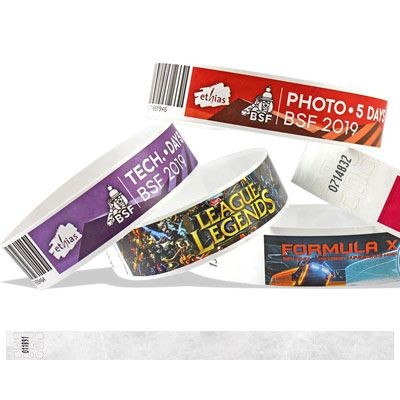 Branded Promotional CUSTOM FULL-COLOUR TYVEK 19MM WRIST BAND Wrist Band From Concept Incentives.