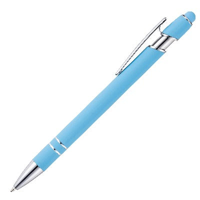 Branded Promotional NIMROD TROPICAL SOFT-FEEL BALL PEN in Light Blue Pen From Concept Incentives.