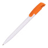 Branded Promotional KODA CLIP PLASTIC BALL PEN in White & Orange Pen From Concept Incentives.