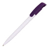 Branded Promotional KODA CLIP PLASTIC BALL PEN in White & Purple Pen From Concept Incentives.