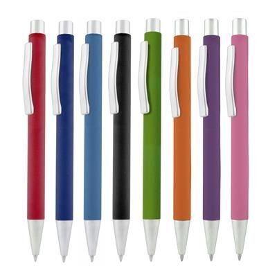 Branded Promotional TRAVIS SOFTFEEL BALL PEN in Grey Pen From Concept Incentives.