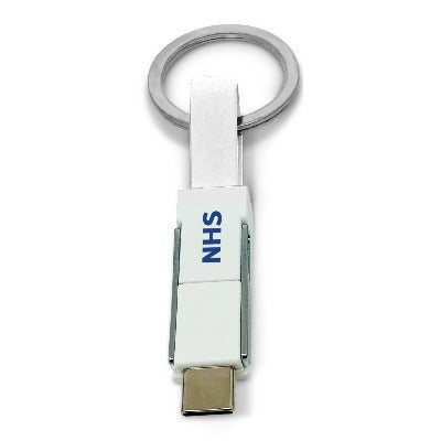 Branded Promotional 3-IN-1 KEYRING CHARGER CABLE in White Cable From Concept Incentives.