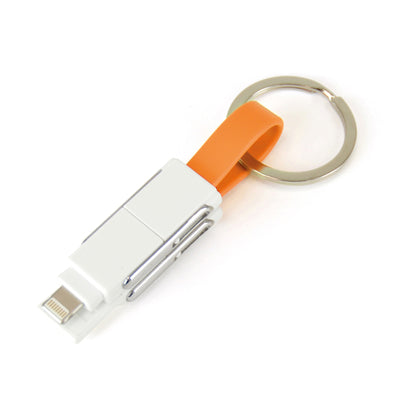 Branded Promotional CHARGER KEYRING Charger in White and Orange From Concept Incentives.