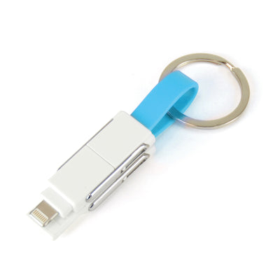 Branded Promotional CHARGER KEYRING Charger in White and Blue From Concept Incentives.