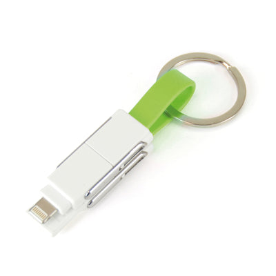 Branded Promotional CHARGER KEYRING Charger in White and Green From Concept Incentives.