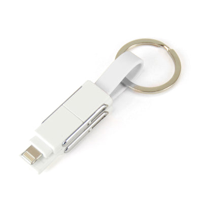 Branded Promotional CHARGER KEYRING Charger in White From Concept Incentives.