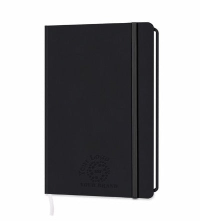 Branded Promotional FINEGRAIN A5 LINED NOTE BOOK in Black Notebook from Concept Incentives