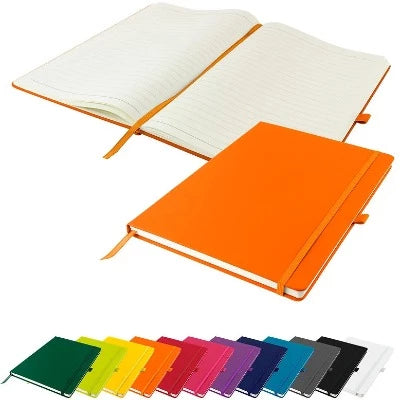 Branded Promotional DUNN A4 PU SOFT FEEL LINED NOTE BOOK in Orange Notebook from Concept Incentives