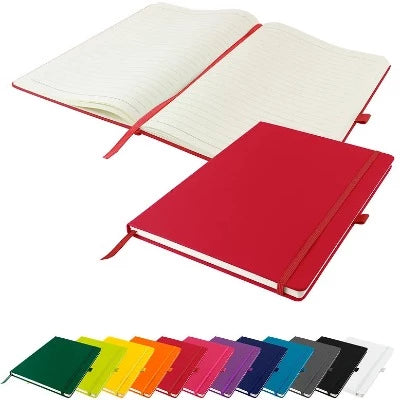Branded Promotional DUNN A4 PU SOFT FEEL LINED NOTE BOOK in Red Notebook from Concept Incentives