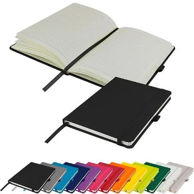 Branded Promotional DIMES A5 LINED SOFT TOUCH PU NOTE BOOK in Black Notebook from Concept Incentives