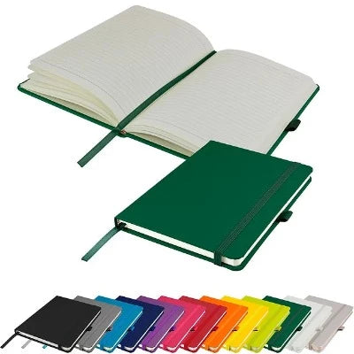 Branded Promotional DIMES A5 LINED SOFT TOUCH PU NOTE BOOK in Green Notebook from Concept Incentives