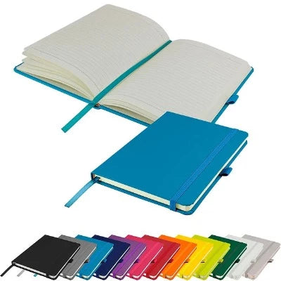 Branded Promotional DIMES A5 LINED SOFT TOUCH PU NOTE BOOK in Cyan Notebook from Concept Incentives