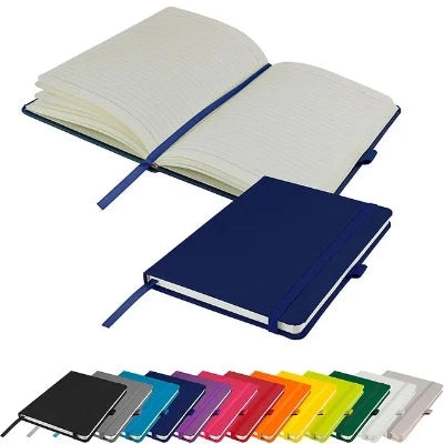 Branded Promotional DIMES A5 LINED SOFT TOUCH PU NOTE BOOK in Blue Notebook from Concept Incentives