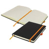 Branded Promotional DE NIRO A5 LINED SOFT TOUCH PU NOTE BOOK in Black and Orange Notebook from Concept Incentives