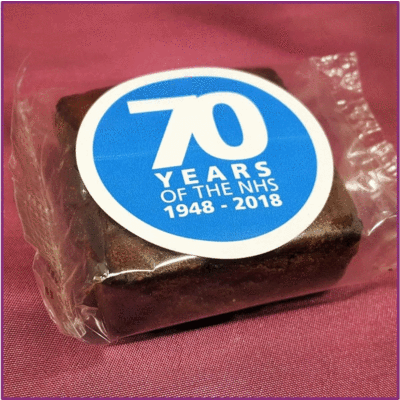 Branded Promotional BROWNIE BITE with Sticker Cake From Concept Incentives.