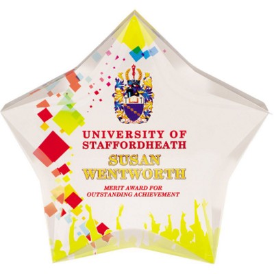 Branded Promotional STAR SHAPE AWARD in Clear Transparent Award From Concept Incentives.