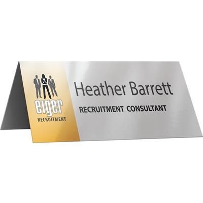Branded Promotional METAL UPSIDE DOWN V DESK NAMEPLATE Nameplate From Concept Incentives.
