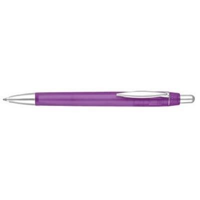 Branded Promotional ALBANY FROST BALL PEN in Frosted Purple with Silver Trim Pen From Concept Incentives.