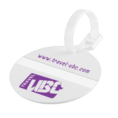 Branded Promotional ROUND BAG TAG in White Golf Bag Tag From Concept Incentives.