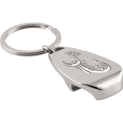 Branded Promotional DALLAS BOTTLE OPENER KEYRING in Silver Chrome Bottle Opener From Concept Incentives.