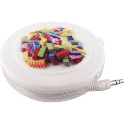 Branded Promotional EARPHONES SET in White Earphones From Concept Incentives.