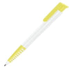 Branded Promotional ALBION GRIP BALL PEN in White with Yellow Trim Pen From Concept Incentives.