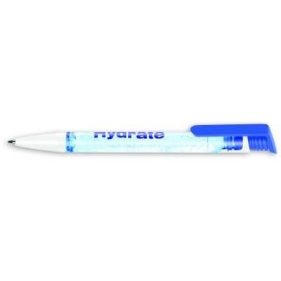 Branded Promotional ALBION BALL PEN in White with Blue Trim Pen From Concept Incentives.