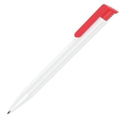 Branded Promotional ALBION BALL PEN in White with Red Trim Pen From Concept Incentives.