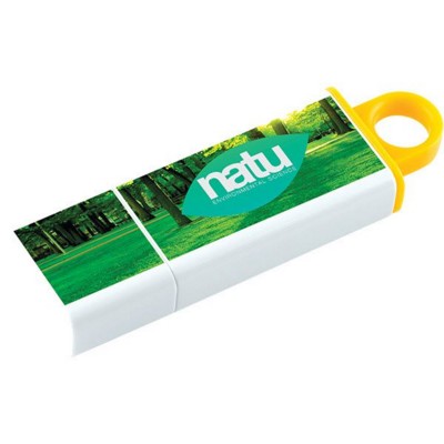 Branded Promotional KINGSTON DATATRAVELER G4 -16GB in White with Yellow Trim Memory Stick USB From Concept Incentives.